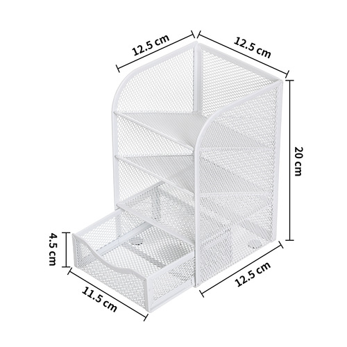 Metal Desk Organizer with Four-Level Note Holder, Office Supply Metal Pen Tower, Wholesale Stationery Items, Drawer-style Honeycomb Pen Pot