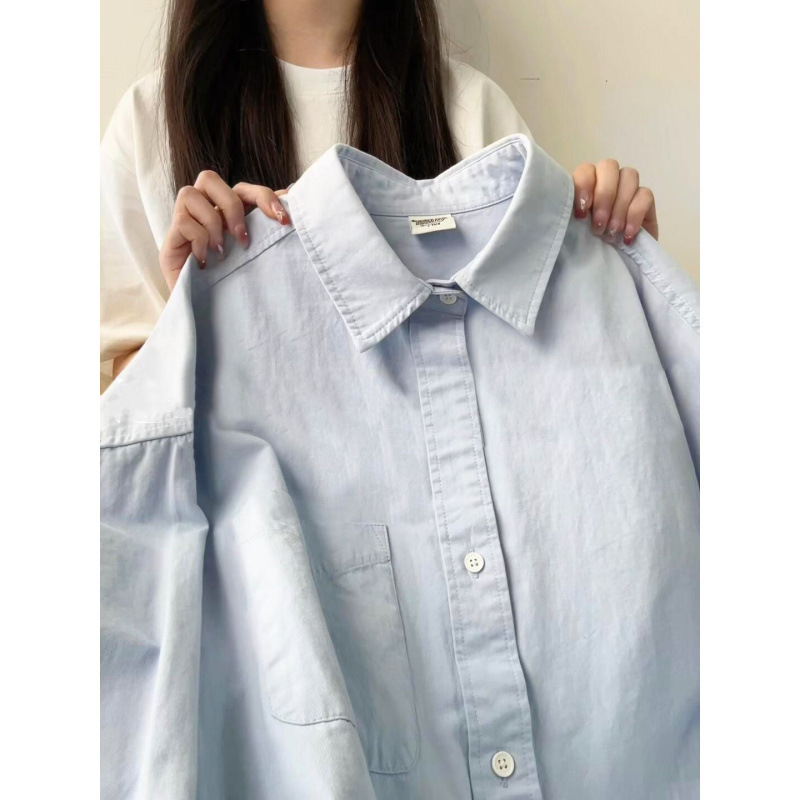 Hong Kong Style Retro Khaki Shirt for Women, Niche Design, Versatile Layering, Loose Fit, Slimming, Single-Piece Trendy Top
