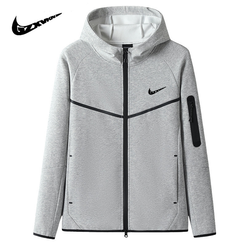 Cross-Border Casual Sports Jacket for Men, New Spring and Autumn Style, Zip-Up Sweatshirt, Men's Couple's Trendy Brand, Solid Color Hooded Top