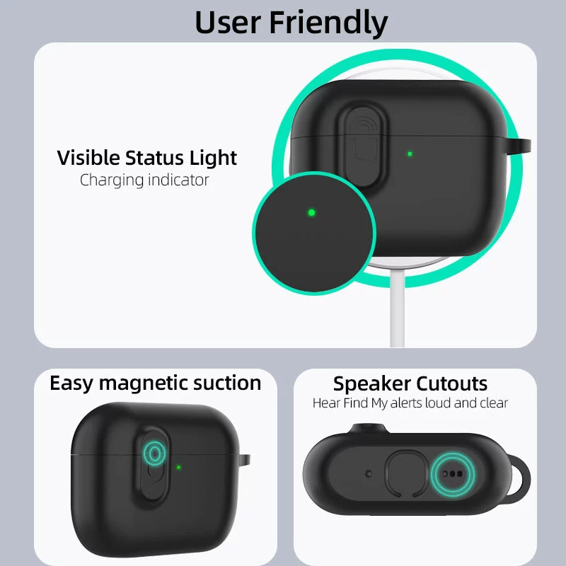 Apple, compatible silicone headphones, magnetic protective case
