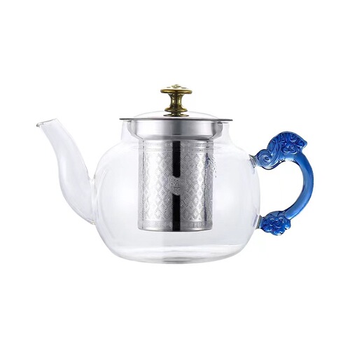 Wholesale High Borosilicate Glass Teapot, Stainless Steel Filter Flower Tea Runner Teapot, Thick Glass Tea Pot with Tea Separation