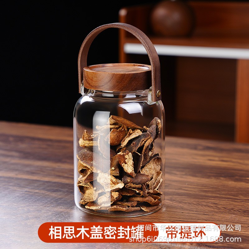 tanque de almacenamiento de cáscara de naranja con viga de elevación, tanque de sellado de vidrio de alto silicio de silicio, tanque de café, botella de vidrio de licor, jarra de té