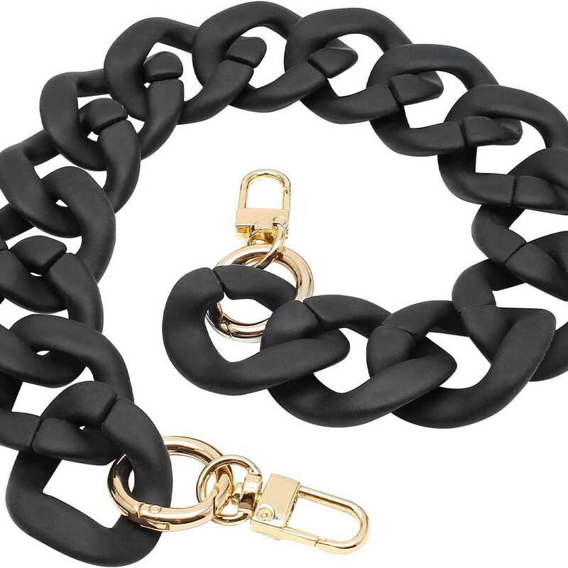 Black Wallet Strap, Women's Twisted Acrylic Handbag Chain, Fashionable Wallet Strap with Luxurious Short Handle Bag