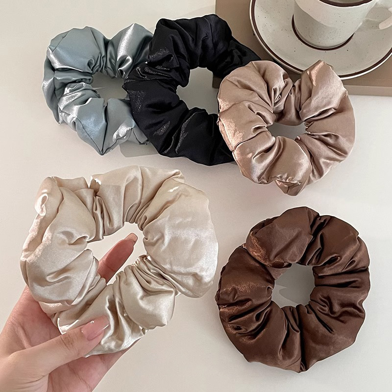 French Satin Bowel Pillow Large Size Silk Sleeping Hair Rope High Elastic Curly Hair Artifact Hair Rope for Women