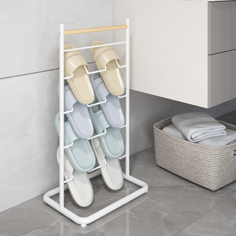 Floor-Standing Multi-Layer Storage Rack for Slippers, Simple Drainage, No-Drill Installation, Suitable for Bathroom, Behind Door, or in Washroom for Drying Floor-Standing Multi-Layer Storage Rack for Slippers, Simple Drainage, No-Drill Installation, Suitable for Bathroom, Behind Door, or in Washroom for Drying