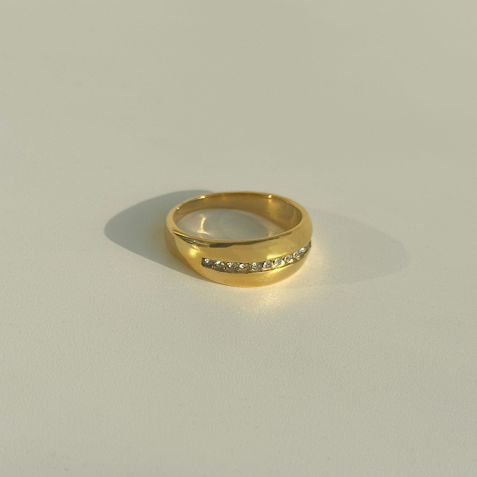 Stainless Steel Material Geometric Pattern Women'S Gender Wholesale Retro Geometric Stainless Steel 18k Gold Plated Zircon Rings