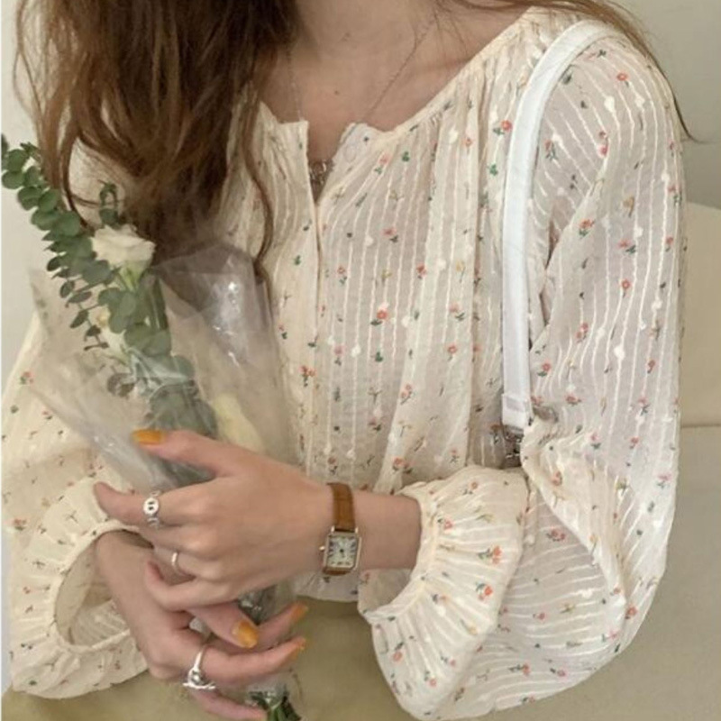 French-Style High-End Floral Shirt for Women, Korean Autumn New Design, Niche Loose-Fitting Slimming Blouse French-Style High-End Floral Shirt for Women, Korean Autumn New Design, Niche Loose-Fitting Slimming Blouse