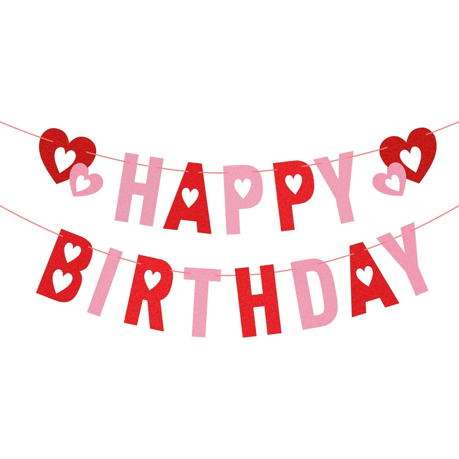 Украшение ко Дню святого Валентина? Нет, оригинал: Valentine's Day Decoration Birthday Banner, Glitter Happy Birthday Banner Heart Shape Ornament Birthday Hanging Banner Love