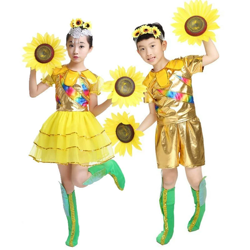Детская одежда для выступлений в стиле Xiaohe, цветы, цветение солнца, танец подсолнуха, как студенческая танцевальная юбка для выступлений