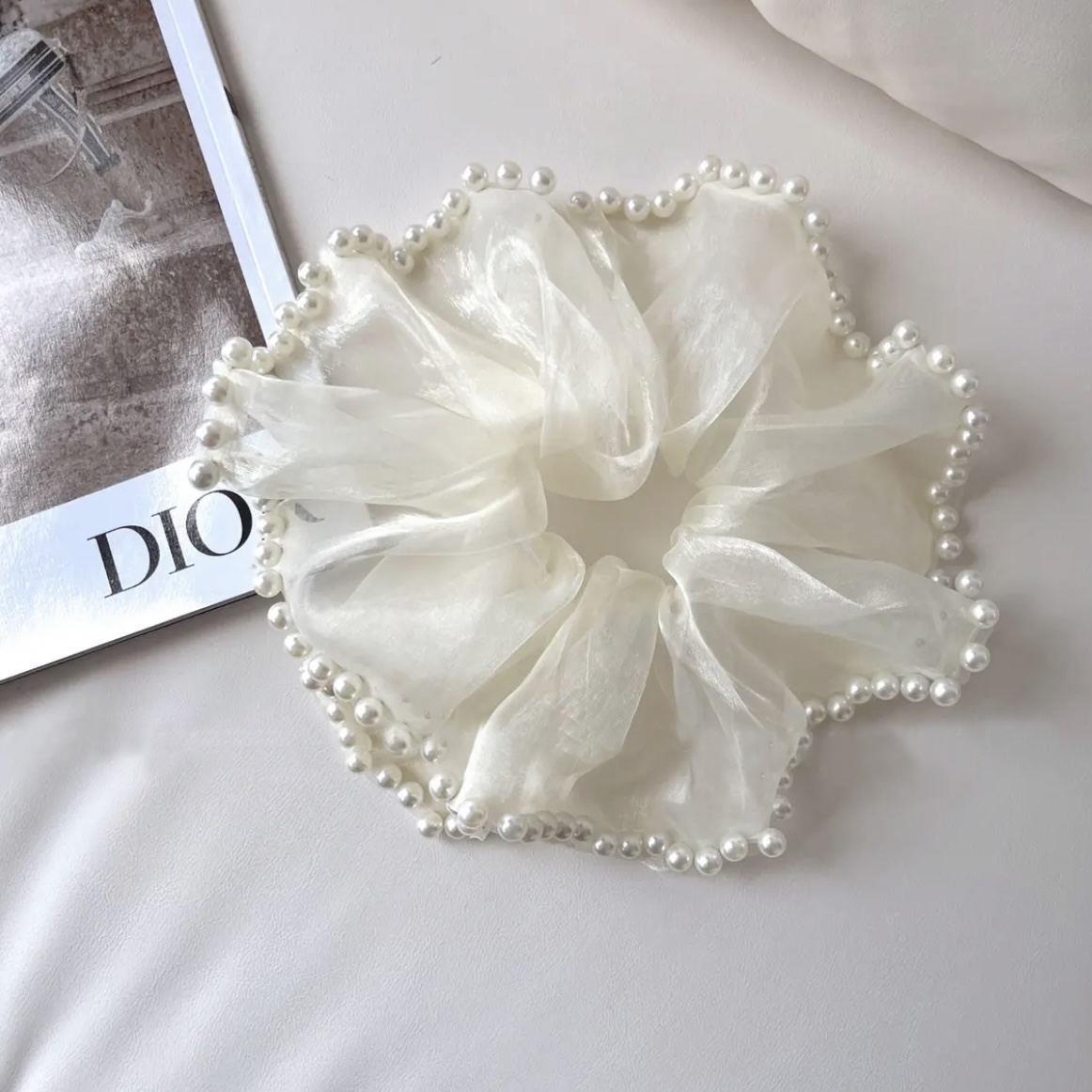 Anillo de cabello de alto grado de perla de estilo Hepburn estilo famoso temperamento anillo de cabello de 2024 nuevo cabello de correa de correa