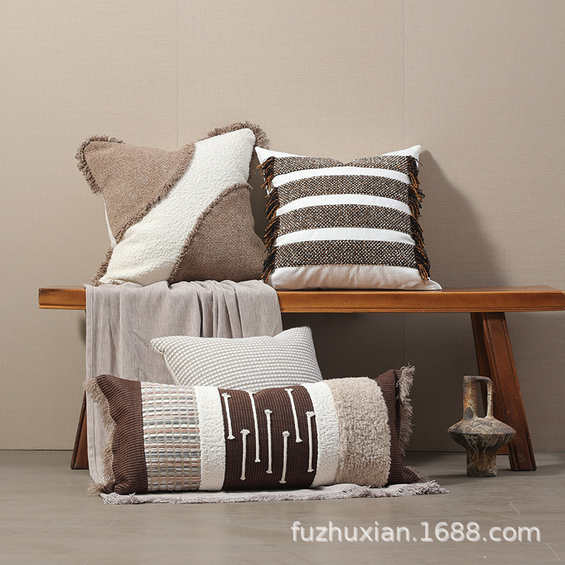 Quiet wind pillow cushion cover high-end feeling model room hotel homestay living room sofa soft design custom wholesale