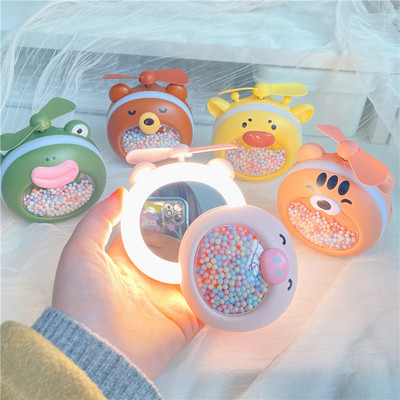 new pattern Cosmetic mirror Bubble Ball Fan Playful Portable Toys Fan usb charge