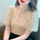Palace Style Heavy Industries Embroidered Lace Shirt with Diamonds and Beads and Embroidered Lace Shirt with Hollow Puff Sleeves French Elegant Elegant Hollow Women