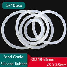 5/10pcs Thickness(CS) 3 3.5mm White Rubber Seal Ring OD10-8