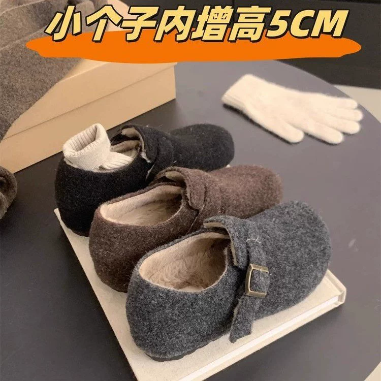 Женские ботинки Birkenstock на танкетке, на толстой подошве, на флисовой подкладке, теплые хлопковые, новые зимние меховые ботинки для женщин, повседневная уличная обувь.