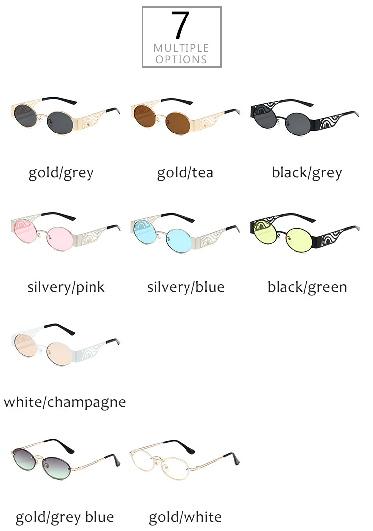 Neue Retro-Mode Punk runden Rahmen Sonnenbrille Metall hohlen Gläsern Beine Sonnenbrille grenzüberschreitende Brille Männer und Frauen trendy cool_voghion.com