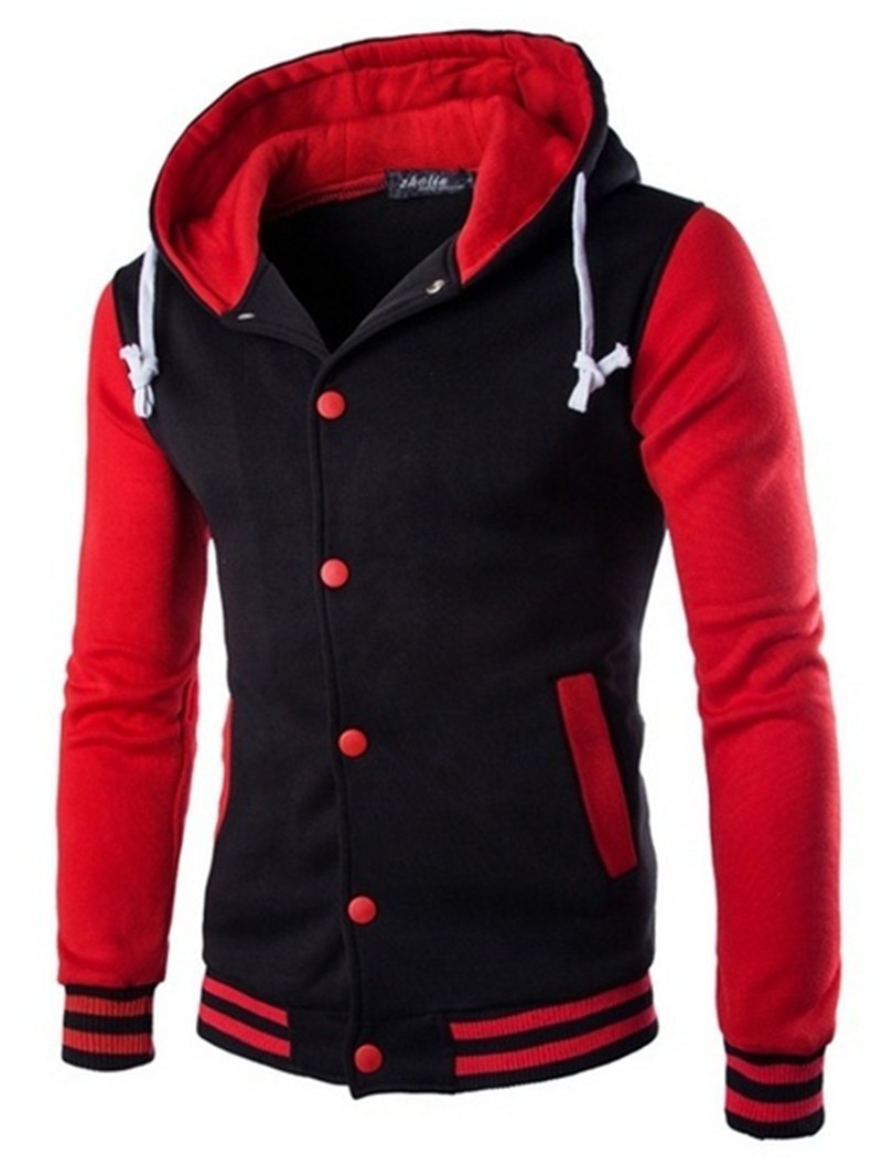 Chaqueta de béisbol con capucha estilo europeo y americano para hombre, ajustada, tipo cárdigan, sudadera corta de forro polar W869