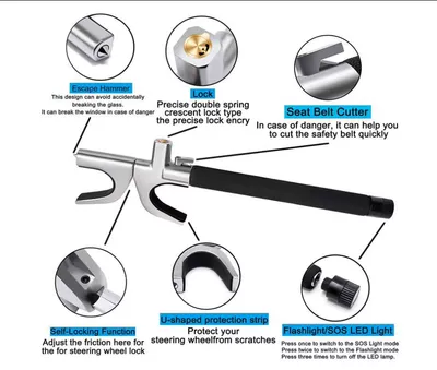 window self-defense lock multifunctional car – Car lock - with-light-with-cutter-with-broken-window-lock