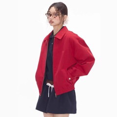 2025红色哈灵顿夹克美式复古春季基础通勤男女百搭短宽松外套上衣