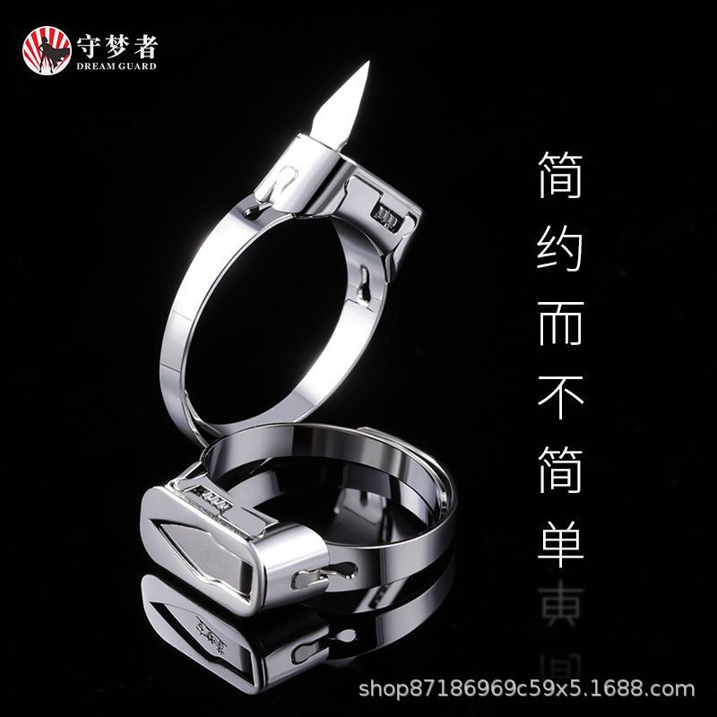 Stainless Steel Ring Simple Hidden Blade Self-Defense Adjustable Open Ring Silver Couple Titanium Steel Ring