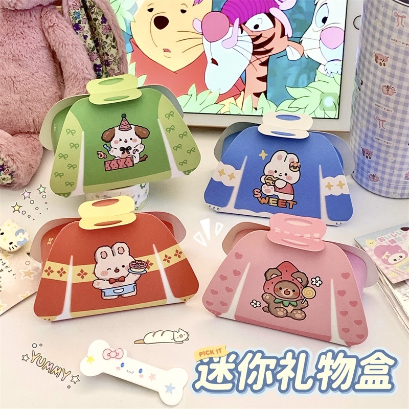 ins风韩系可爱糖果包装枕头盒 小礼物折叠纸盒卡通动物礼品盒出卡