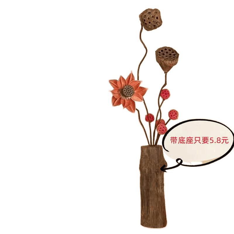 レトロな天然枯れ木無垢材禅ドライフラワー本物の花蓮蓮風乾燥装飾中国風の装飾品|undefined