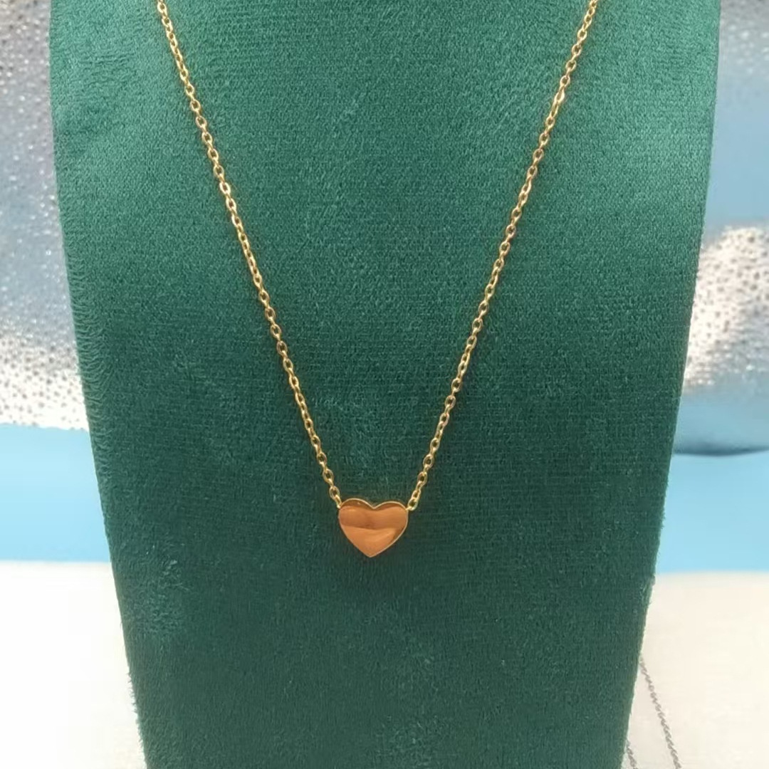 跨境热销款欧美项链心形情侣桃心锁骨链爱的记忆批发玫瑰金