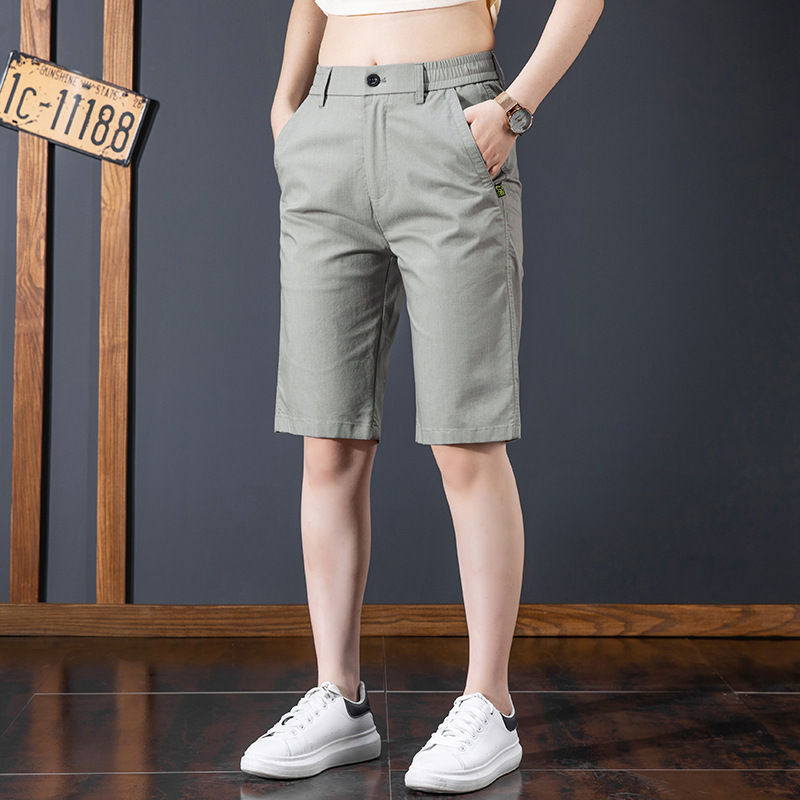 Ice Silk Thin Shorts Men's Summer Versatile Breathable Anti-Wrinkle Elastic Straight Casual Business Pants Hot Sale