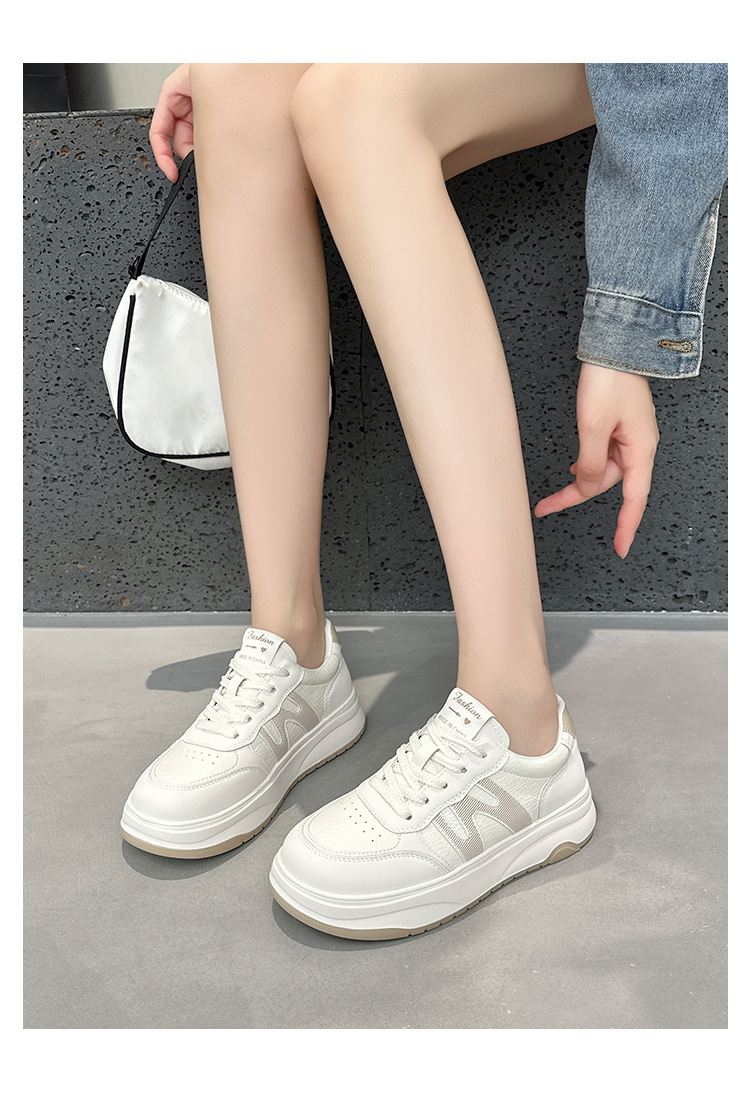 High-end Women's White Sneakers, New Autumn 2026 Trendy Internet Celebrity Versatile Thick-soled Platform Popular_vogvips.com