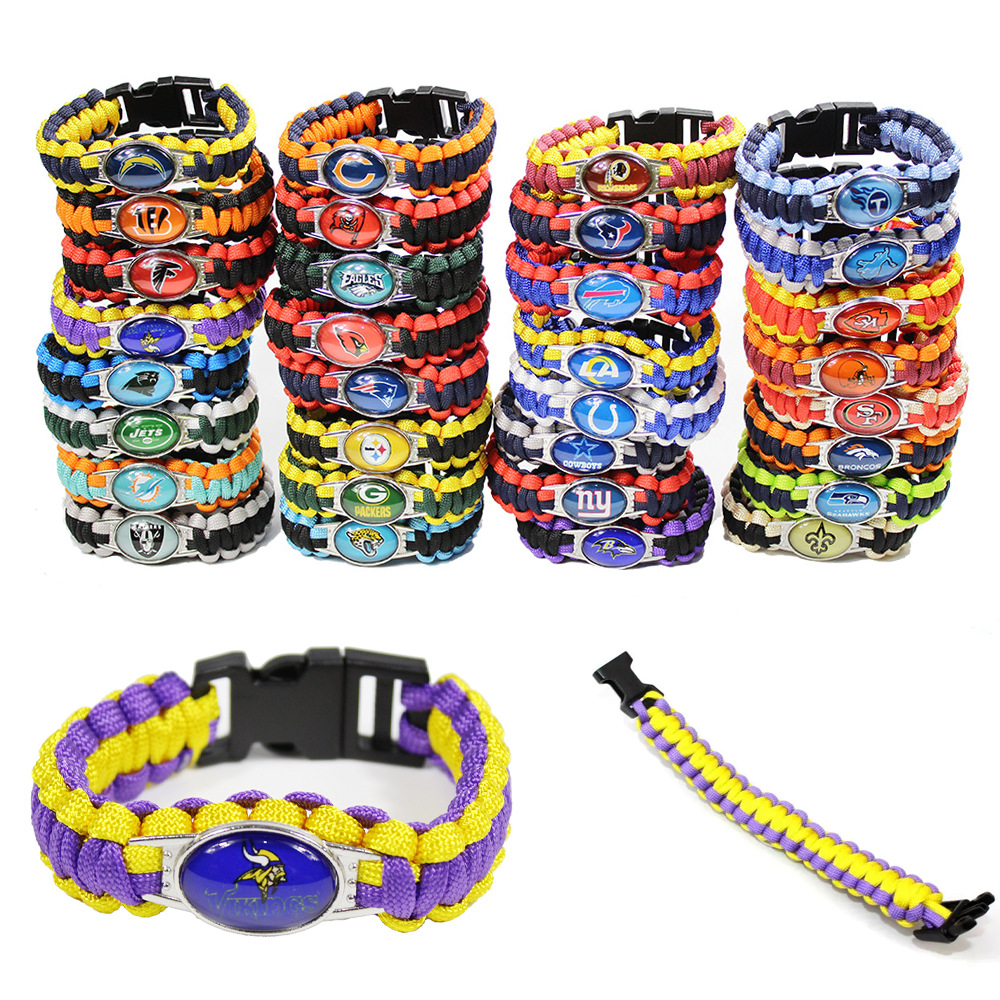 Popular 32 Nfl Football Team Sports Team Survival Paracord Braided Bracelet Bracelet Manufacturer Direct Sale