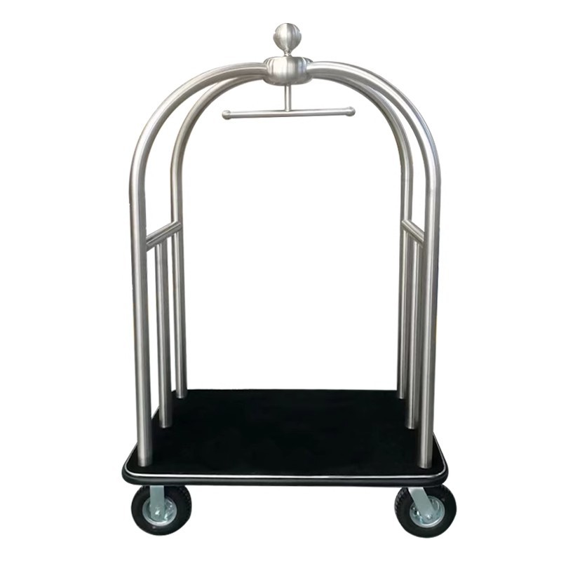 Carrito de equipaje de titanio Hotel lobby banquete vestíbulo del hotel Carro de equipaje vestido de novia plano mudo remolque de empuje de mano