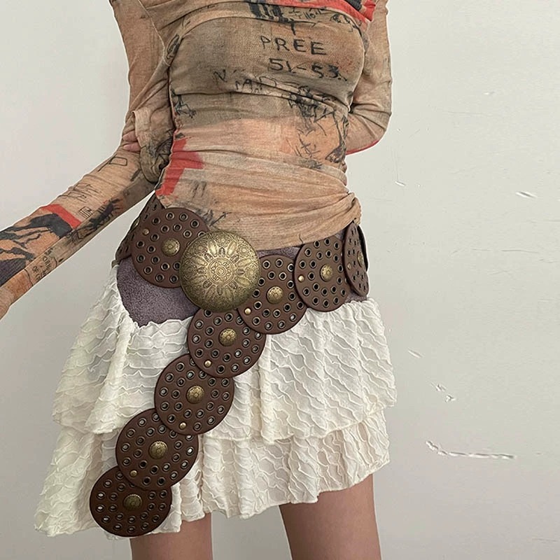 2024 New European And American Style Y2k Decorative Disc Waist Cover American Retro Subcultural Belt Women's Versatile Belt Trend_voghion.com