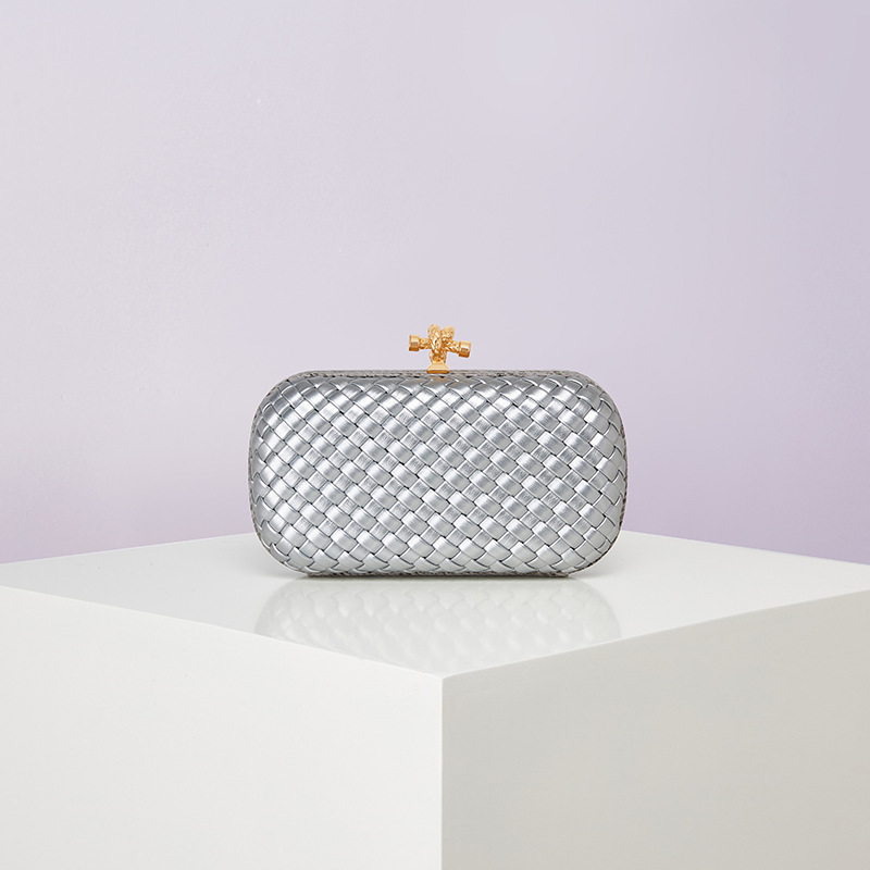 Cross-Border New Women's Pu Woven Clutch Dress Bag Snake Pattern Material Crossbody Evening Bag Wedding Clutch Small Bag