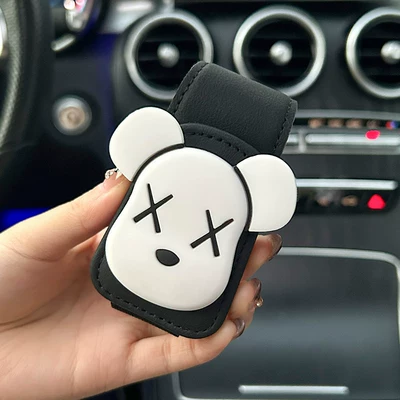 Car Glasses Clip/Bill Clip – Car glasses holder, high-end - white-xx-bear-black-glasses-clip
