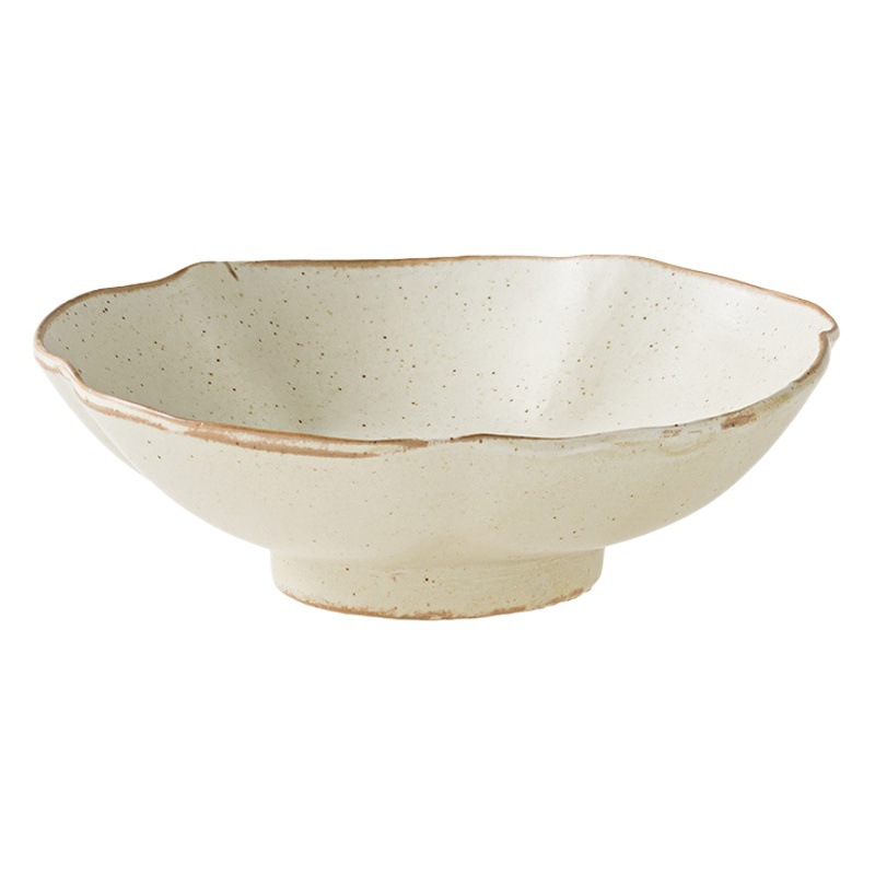 Cuenco hecho a mano de cerámica rugosa con forma de flor, cuenco de cerámica mate, cuenco para verduras, cuenco para ensalada, vajilla para el hogar, cuenco retro de cerámica rugosa mate