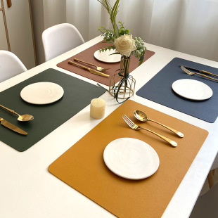 Solid color double-layer leather placemat Nordic ins style heat-proof mat home waterproof oil-proof table mat Hotel heat insulation mat