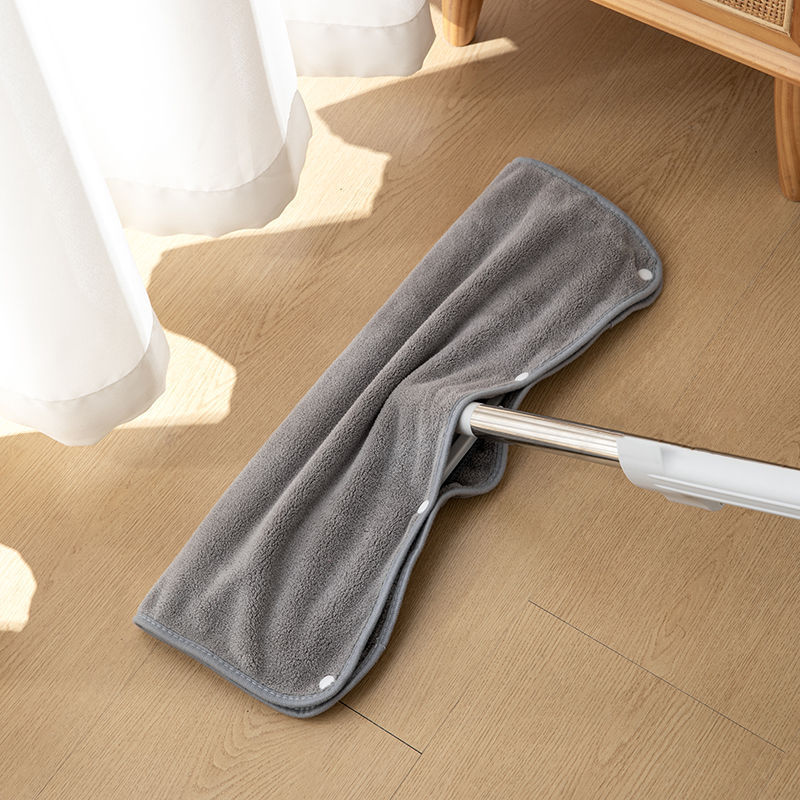 Dual-Use Magic Broom with Double-Layer Water Scraper Cloth Cover for Household Bathroom Wooden Floor Mop