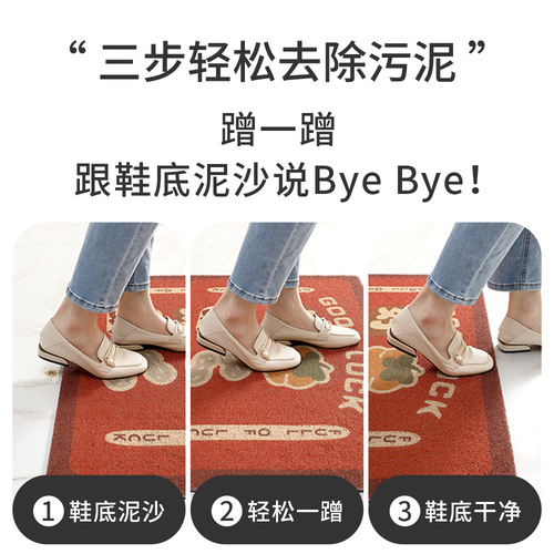New PVC mud-scraping and dust-removal entry door mats, household cartoon wear-resistant and rub-resistant door mats, hollow wire ring foot mats