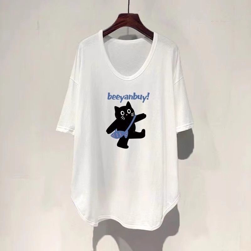 ファットmm 150kg ゆったり大きいサイズ ミドル丈 UVカラー 半袖 Tシャツ レディース 夏新作 韓国版 痩身お腹カバートップ|undefined