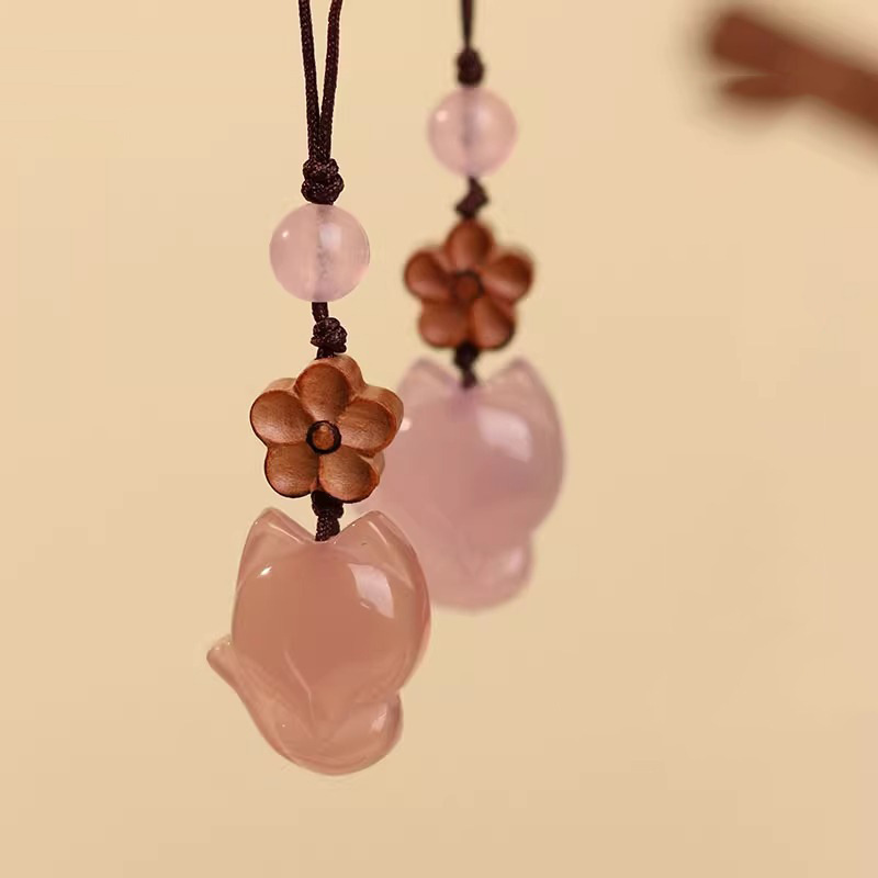 Creative Cute Exquisite Women's Mobile Phone Chain Car Pendant Key Chain Pendant Peach Blossom U Disk Bag Jewelry Pendant