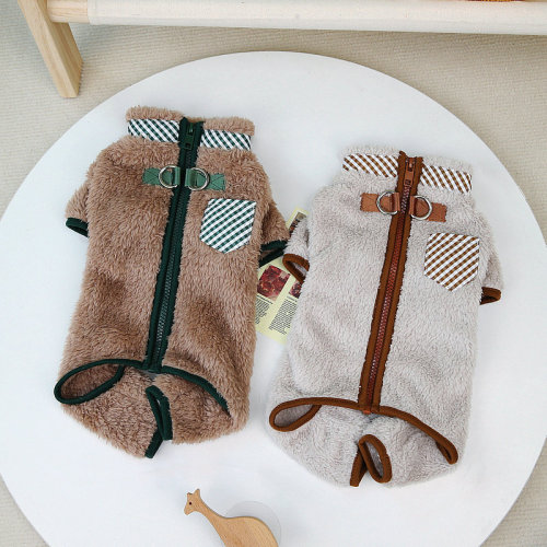 Pet Clothing Dog Clothes Foreign Trade Double D Ring Four Leg Fur Coat Autumn/Winter Version for Small and Medium Dogs Pet Clothes Wholesale