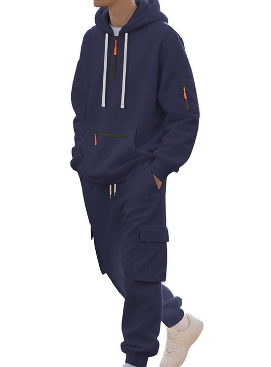 Herren Freizeit Sport Pullover Set Mit Multi-taschen Cardigan_voghion.com