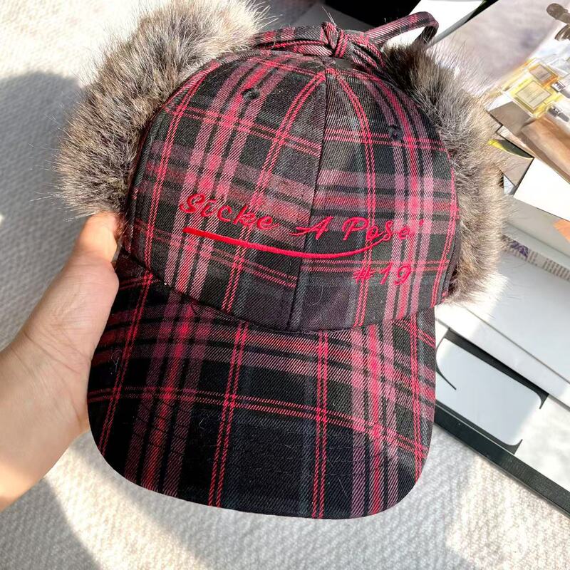 新款复古亚比辣妹棒球帽女冬季保暖毛绒雪地帽护耳雷锋帽鸭舌帽子|undefined