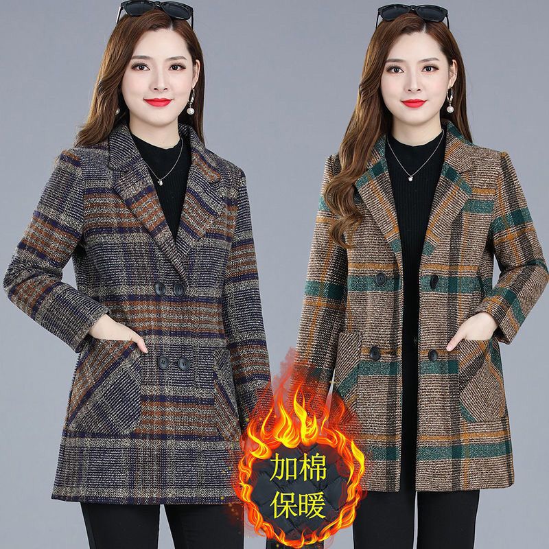 mom Autumn new pattern coat temperament Noble Mid length version jacket 40 Middle and old age Women's wear spring and autumn lattice Windbreaker