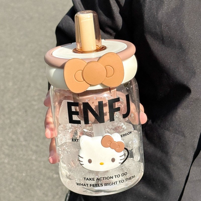 可爱水杯女生高颜值玻璃杯带吸管双饮办公室耐热泡茶杯子咖啡杯|undefined