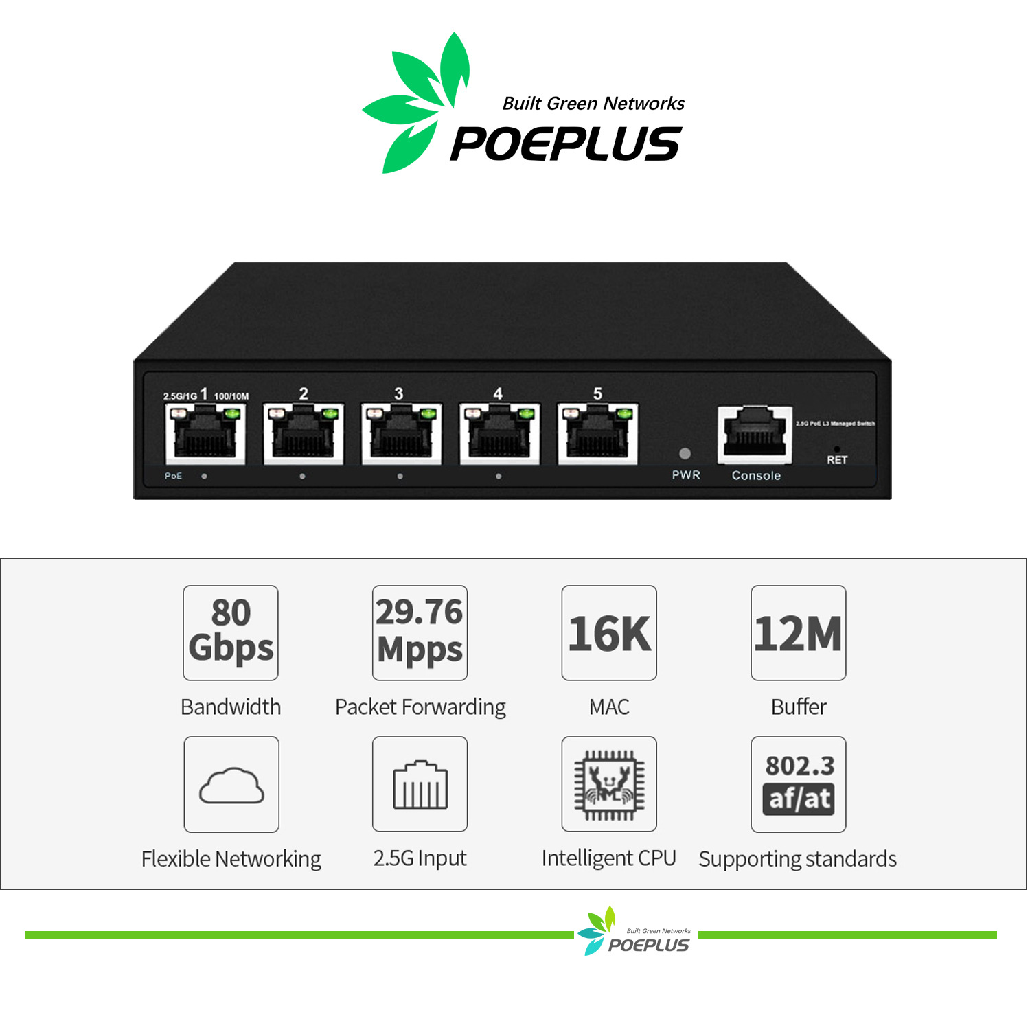 5-port 2.5G POE or non L3 managed switch 5口2.5G三层交换机