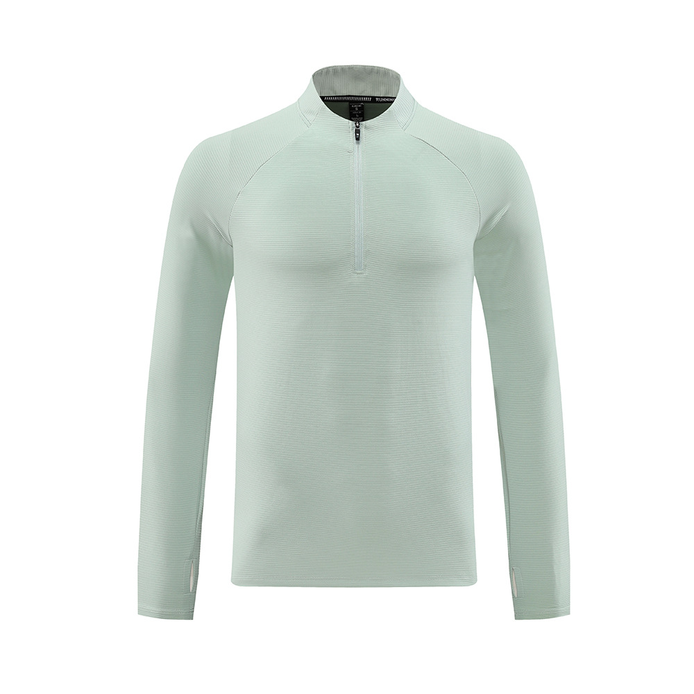 Otoño y invierno deportes medio cremallera rápida secado de manga larga camiseta de cuello masculino ropa de ejercicio casual tenis biking ropa de carrera
