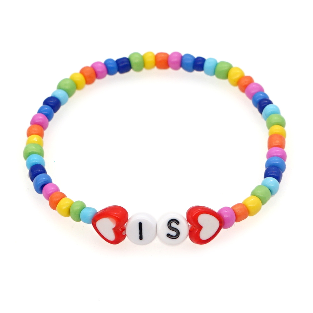 Letter Simple Elastic Color Rice Bead Bracelet Wholesale Jewelry Nihaojewelry display picture 2