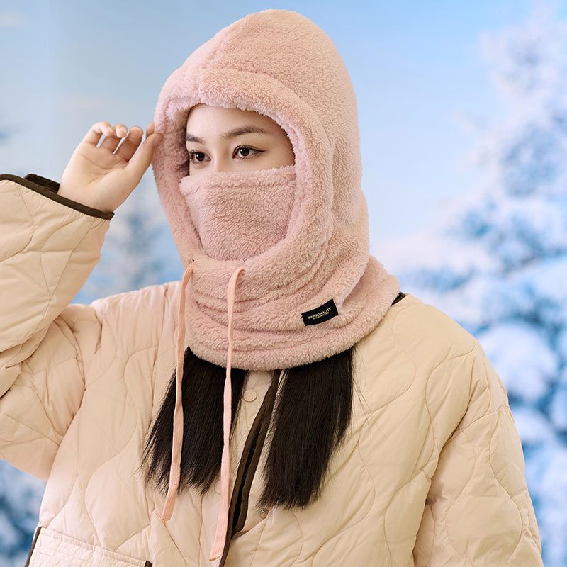 跨境帽子冬季男女防风雪帽户外运动围脖口罩连体毛绒帽棉绒骑行帽|undefined