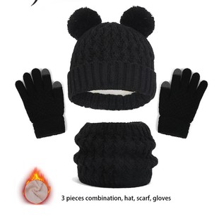 Cross-border Europe and the United States winter new children's wool cap fleece-lined scarf gloves baby thick hat three-piece set